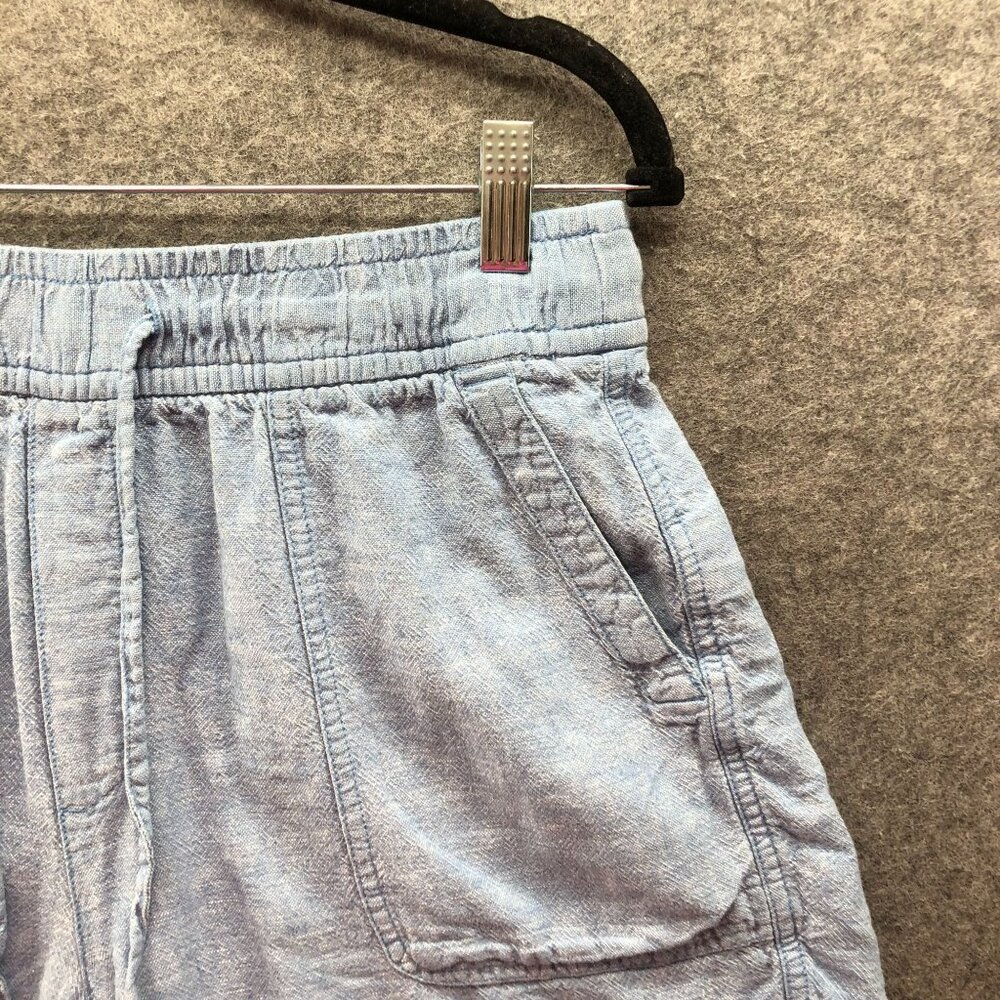 Gap Linen Blend Pull On Shorts Womens M‎ Light Blue Drawstring High Rise Relaxed - Picture 3 of 8